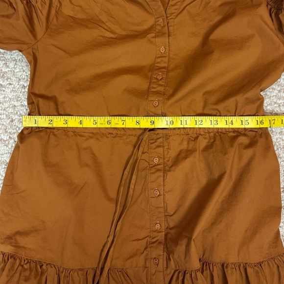 Astr The Label Ruched Flounce Shirtdress Long Sleeve Buttoned brown Small.  E32 - Picture 17 of 17